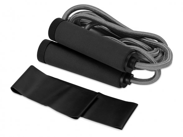 Набор для фитнеса Balance с лентой и скакалками, черный 