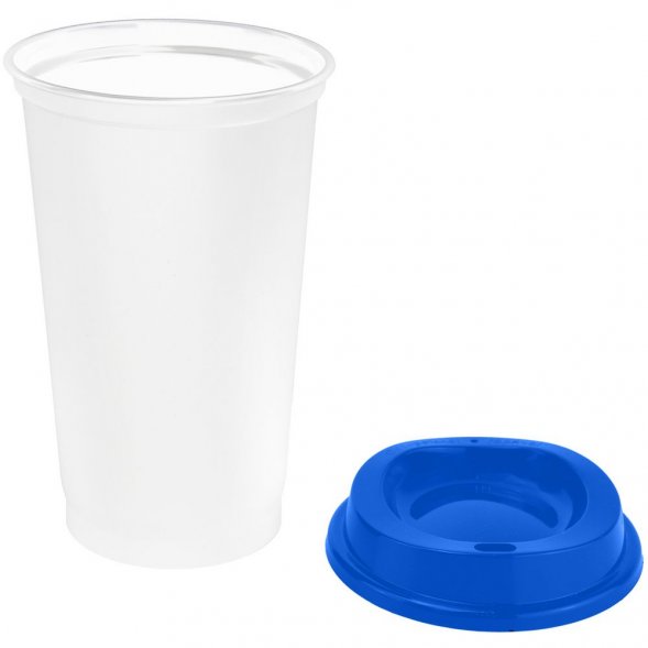 Стакан с крышкой Color Cap White, белый с синим 