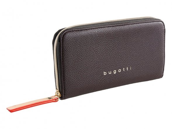 Кошелёк женский BUGATTI Ella, тёмно-коричневый, полиуретан, 19х2х10 см 