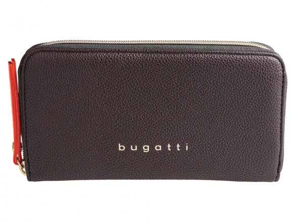 Кошелёк женский BUGATTI Ella, тёмно-коричневый, полиуретан, 19х2х10 см 