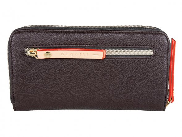 Кошелёк женский BUGATTI Ella, тёмно-коричневый, полиуретан, 19х2х10 см 