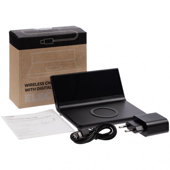 Зарядная станция с часами Electron, черная 