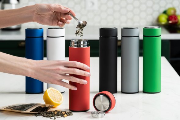 Термос с ситечком Percola, серый 