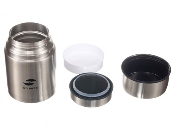 Термос ланч-бокс Stinger, 0,7 л, широкий, нержавеющая сталь, серебристый, 10,8 x 10,8 x 15,9 см 