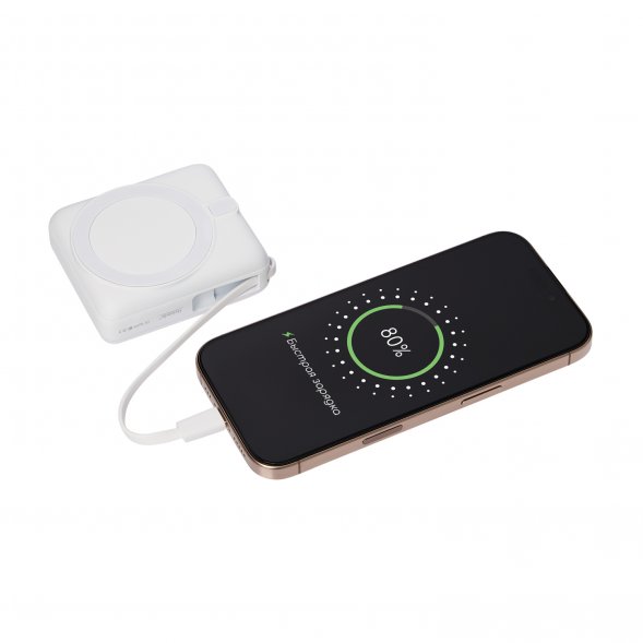 Внешний аккумулятор с подсветкой Ritter PD 10000mAh с функцией беспроводной зарядки 15W, белый 