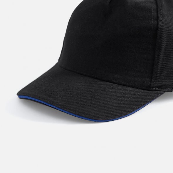 Бейсболка Long Beach, черная с ярко-синим 
