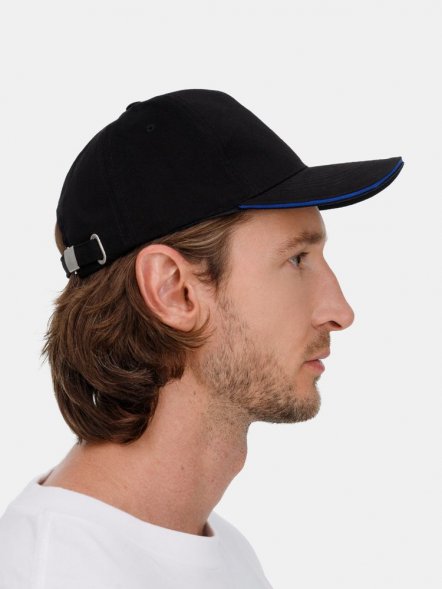 Бейсболка Long Beach, черная с ярко-синим 