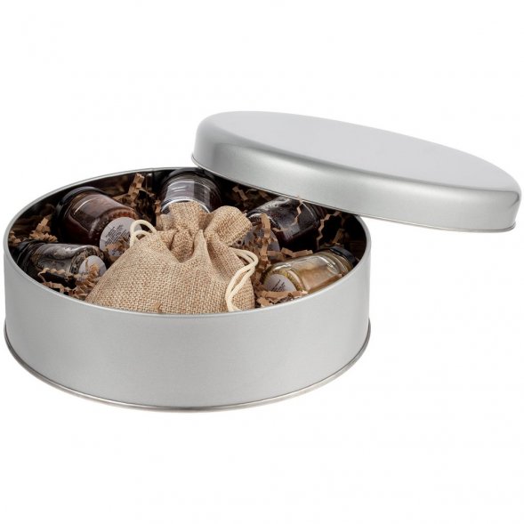 Коробка круглая Flapjack, большая, серебристая 