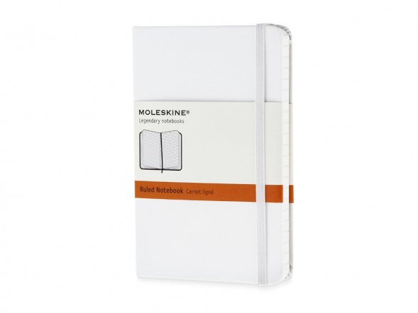 Записная книжка Moleskine Classic (в линейку) в твердой обложке, Pocket (9x14см), белый 
