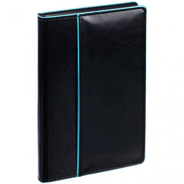Ежедневник Alanis, недатированный, черный c голубым 