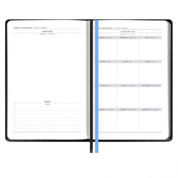 Ежедневник Alanis, недатированный, черный c голубым 