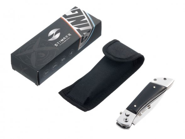 Нож складной Stinger, 90 мм (серебристый), материал рукояти: сталь, смола (чёрный) 