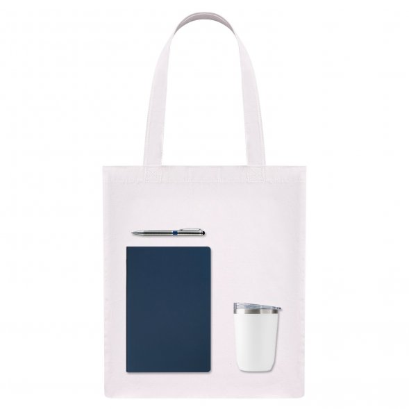 Подарочный набор Welcome pack, синий (шоппер, ежедневник, ручка, термокружка) 