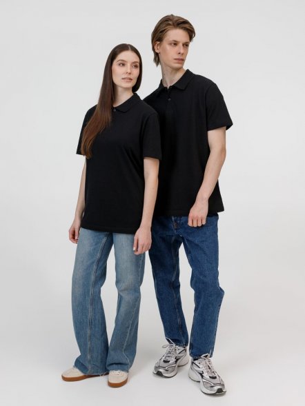 Рубашка поло унисекс Pulse, черная 