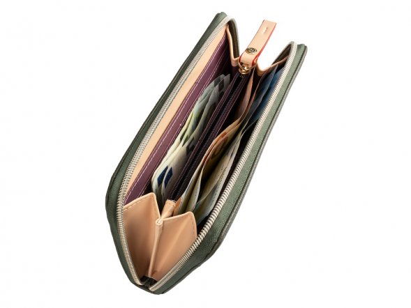 Кошелёк женский BUGATTI Ella, оливковый, полиуретан, 19х2х10 см 