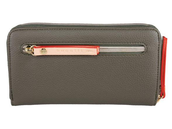 Кошелёк женский BUGATTI Ella, оливковый, полиуретан, 19х2х10 см 