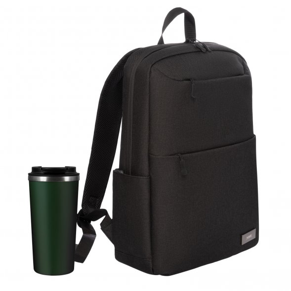 Подарочный набор Palermo, Forst, черный/зеленый (рюкзак, термокружка) 
