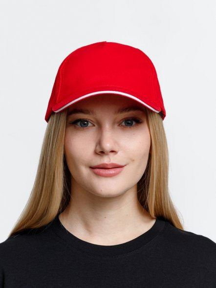 Бейсболка Long Beach, красная с белым 