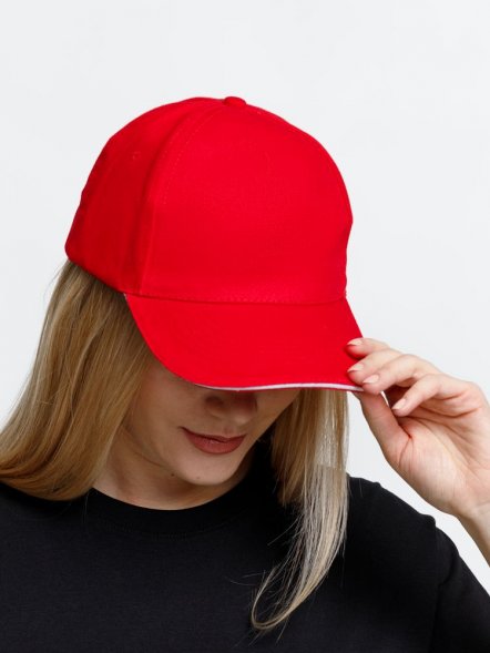 Бейсболка Long Beach, красная с белым 