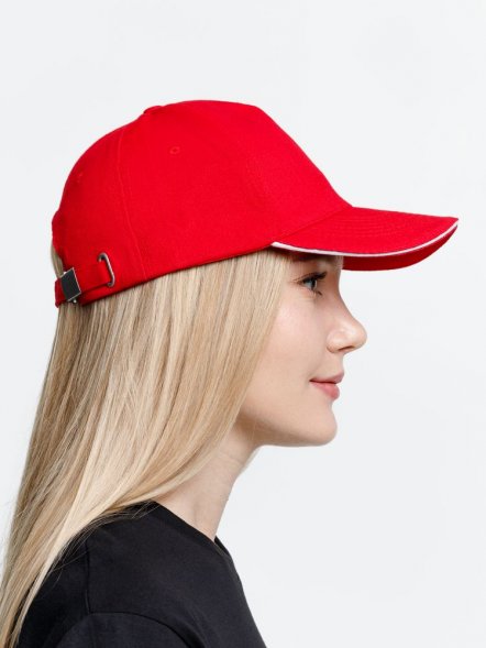 Бейсболка Long Beach, красная с белым 