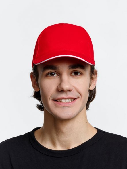 Бейсболка Long Beach, красная с белым 