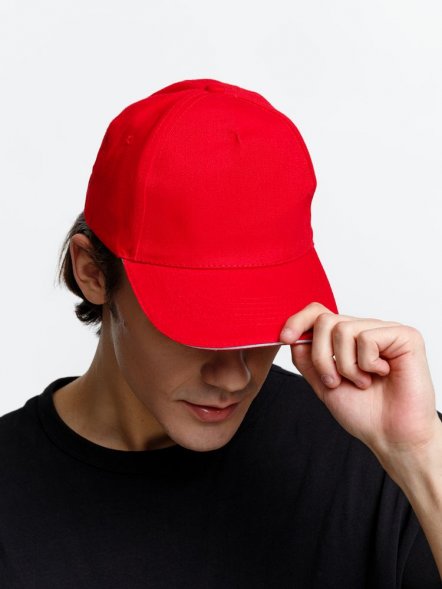 Бейсболка Long Beach, красная с белым 