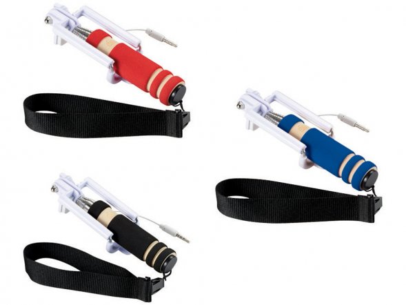 Мини селфи палка со шнурочком, черный 