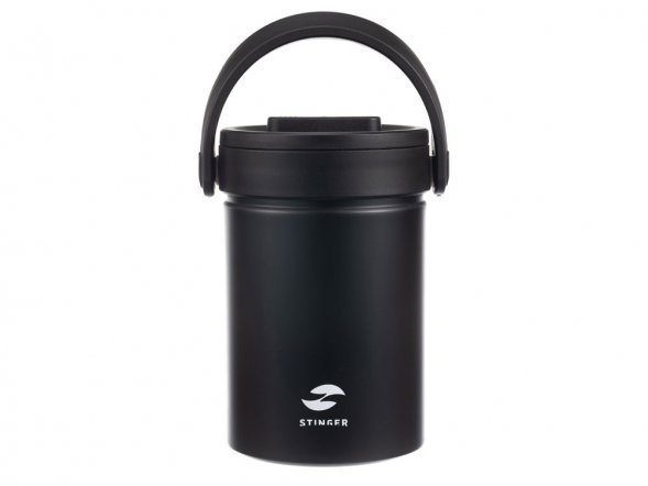Термос ланч-бокс Stinger, 1,7 л, широкий, сталь, чёрный, три контейнера, 16,1 x 14,9 x 21,5 