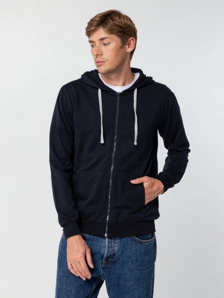 Толстовка на молнии с капюшоном Unit Siverga, темно-синяя 