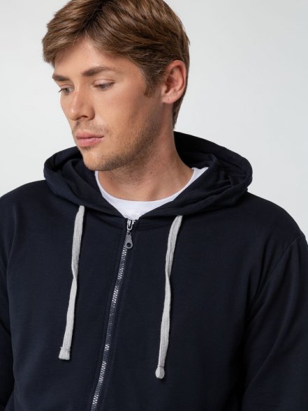 Толстовка на молнии с капюшоном Unit Siverga, темно-синяя 