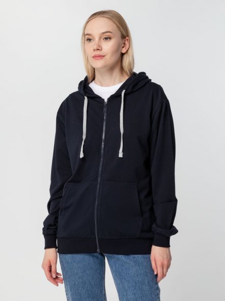 Толстовка на молнии с капюшоном Unit Siverga, темно-синяя 