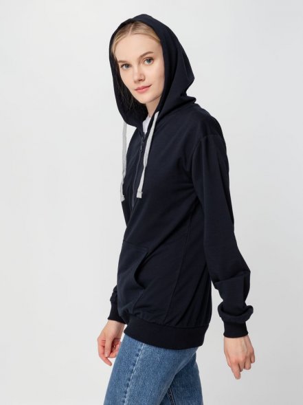 Толстовка на молнии с капюшоном Unit Siverga, темно-синяя 