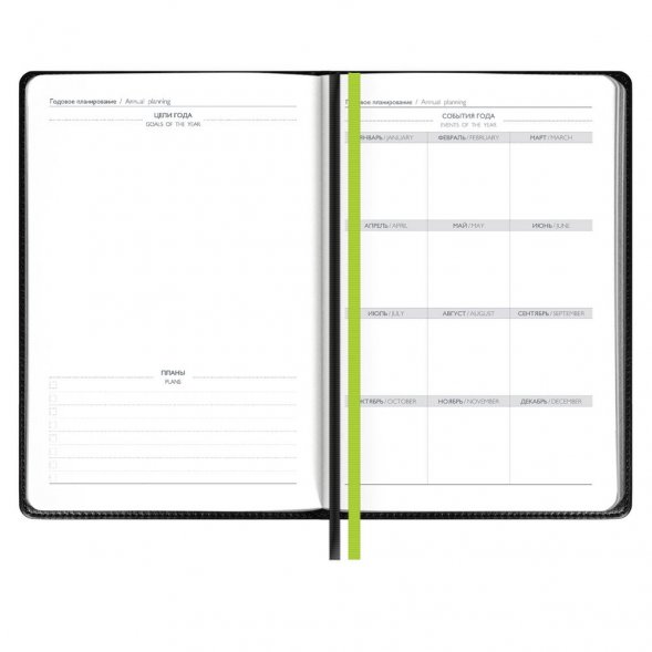 Ежедневник Alanis, недатированный, черный c зеленым 