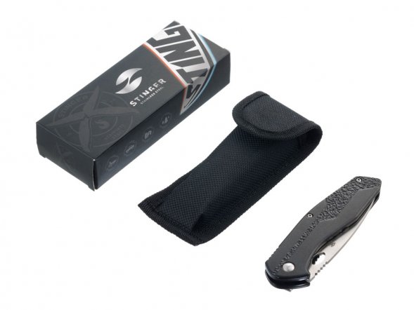 Нож складной Stinger, 95 мм (серебристый), материал рукояти: алюминий (чёрный) 