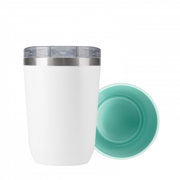 Термокружка вакуумная с керамическим покрытием Arctic, белый/аква 