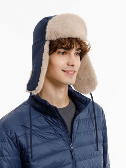 Шапка-ушанка Wasa, темно-синяя 