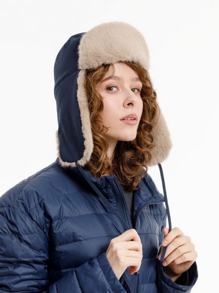 Шапка-ушанка Wasa, темно-синяя 