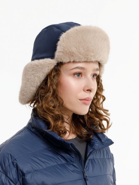 Шапка-ушанка Wasa, темно-синяя 
