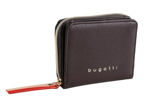 Кошелёк женский BUGATTI Ella, тёмно-коричневый, полиуретан, 12х3х10 см 