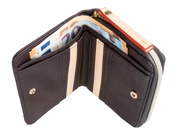 Кошелёк женский BUGATTI Ella, тёмно-коричневый, полиуретан, 12х3х10 см 