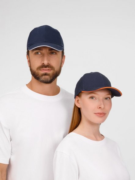 Бейсболка Buffalo, темно-синяя с белым 