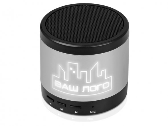 Портативная колонка Ring neon с белой подсветкой корпуса, серебристый 