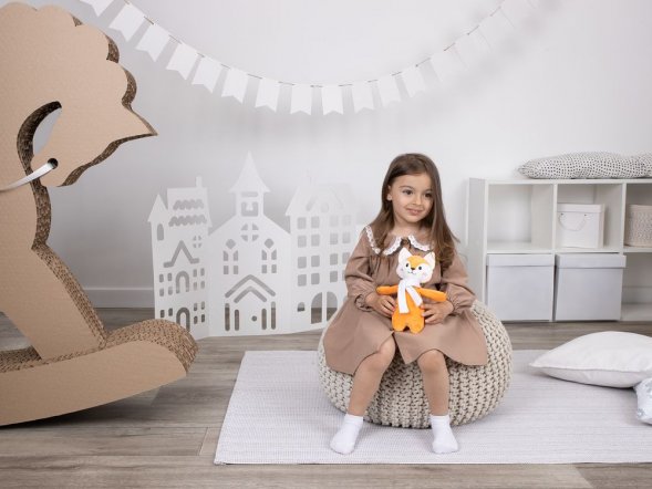 Мягкая игрушка Beastie Toys, лисенок с белым шарфом 