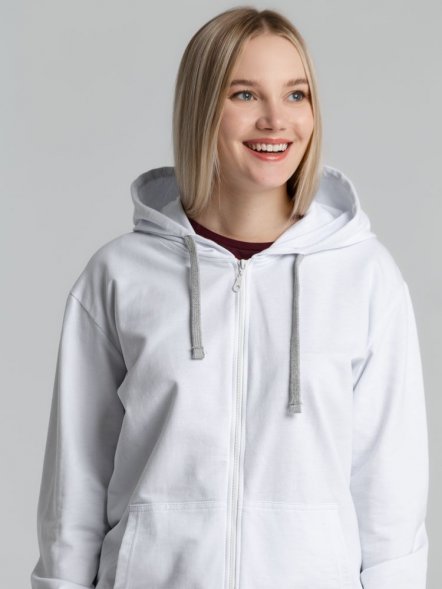 Толстовка на молнии с капюшоном Unit Siverga, белая 