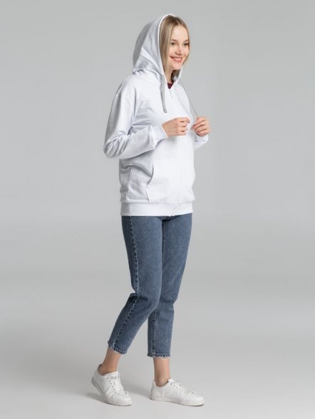 Толстовка на молнии с капюшоном Unit Siverga, белая 