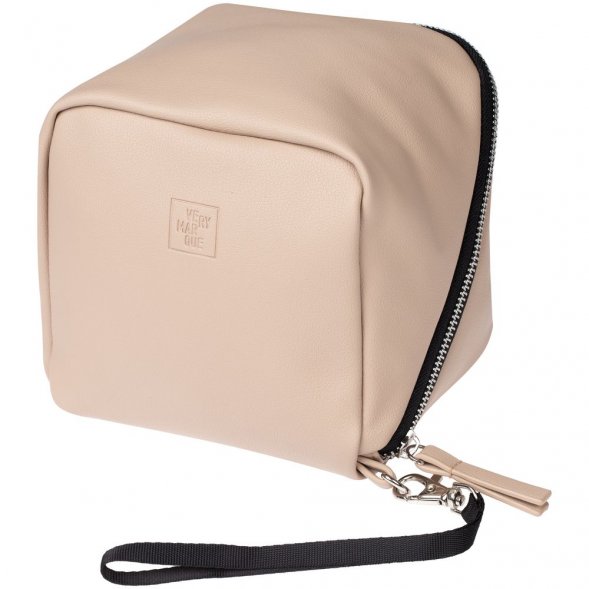 Дорожная косметичка Cubo, бежевая с логотипом 
