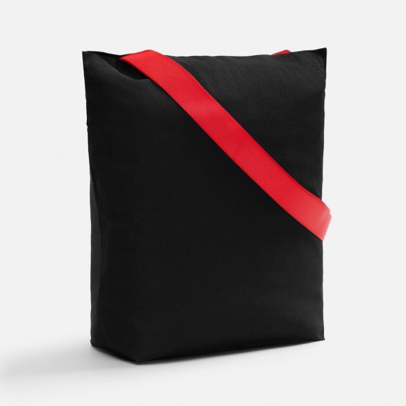 Шопер B5, черный с широкими красными ручками 