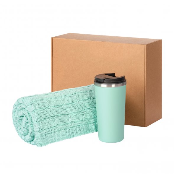 Подарочный набор Palermo, Fado, аква (плед, термокружка) 