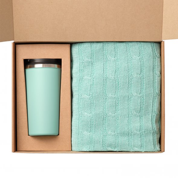 Подарочный набор Palermo, Fado, аква (плед, термокружка) 