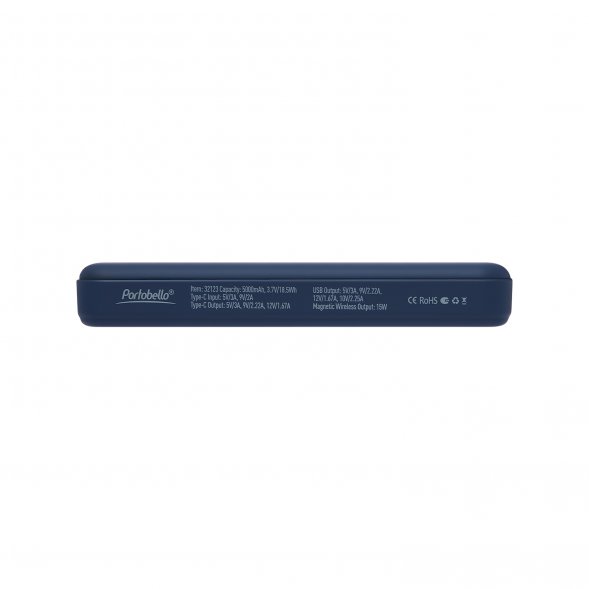 Внешний аккумулятор Largo PD 5000mAh с функцией беспроводной зарядки 15W, синий 